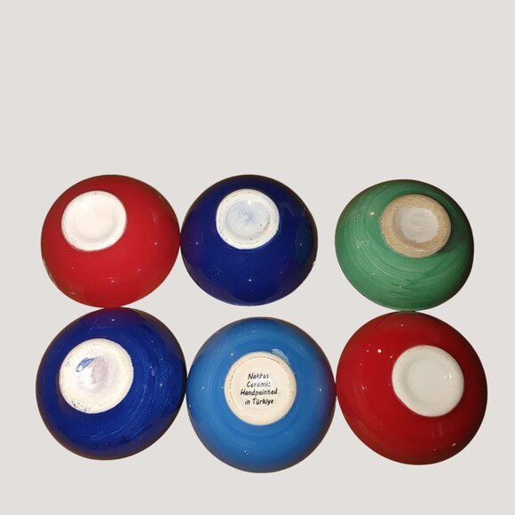 Nakkas Bowls Handpainted Turkish Ceramic Finger Dip Floral Traditional Patterns - Picture 3 of 13